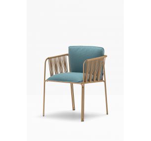 NARÌ_6360 - Pedrali steel armchair, PVC and woven nylon seat, with polyurethane cushion