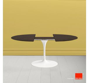 Table Tulip SA002 - H74.5 Eero Saarinen - EXTENSIBLE TOP IN MOKA WENGE' STAINED SOLID OAK WOOD