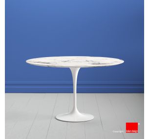 Table Tulip SA502 - H73 Eero Saarinen - ROUND CERAMIC MATERIA TOP - CARRARA STATUARIETTO INVISIBLE SELECT - ALSO FOR OUTDOOR