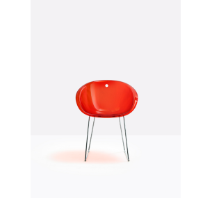 GLISS 921 - Pedrali kleiner Sessel aus Metall, Sitz aus Polycarbonat verschiedene Farben.