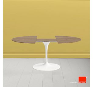 Table Tulip SA004 - H74.5 Eero Saarinen - EXTENDABLE TOP IN LIGHT WALNUT OAK SOLID WOOD 
