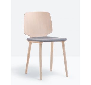 BABILA 2700/A - Pedrali wooden chair with cushion, various colours and finishes.