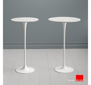 Tulip Table SA152 - H cm 110 - Eero Saarinen - PLATEAU ROND EN MARBRE BLANC CARRARA