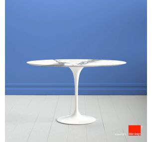 Table Tulip SA616 - H73 Eero Saarinen - OVAL LAMINAM CERAMIC TOP STATUARIO ALTISSIMO - ALSO FOR OUTDOOR