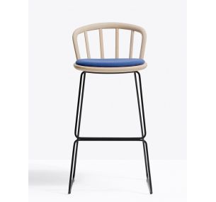 NYM 2858A_2859A - Pedrali metal stool H67-H77, upholstered seat different finishes