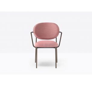BLUME 2955 - Pedrali metal armchair, padded and upholstered seat in different finishes