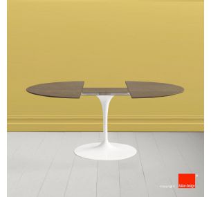 Table Tulip SA005 - H74.5 Eero Saarinen - EXTENDABLE SOLID OAK TOP STAINED DARK WALNUT