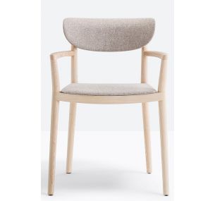 TIVOLI 2806 - Pedrali-Chaise basse de salon en bois, assise et dossier rembourrés, différentes finitions et couleurs.