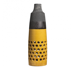 Riedizioni - Aldo Londi - INV 5487 Vase N. Lava, mustard-coloured, with holes