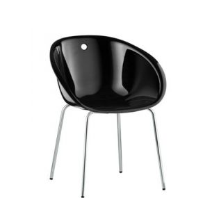 GLISS 901 - kleiner Pedrali Sessel aus Metall, Sitz aus schwarzem Polykarbonat.
